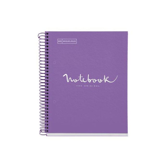 Bloc Miquelrius Emotions Notebook 5 Micro.Tapa Extra A4 120H 90G Cuadric.5X5 Purpura 5 unidades