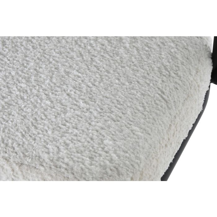 DKD Home Decor Taburete Moderno Blanco Metal Poliester Bucle 48 x 83.5 x 48.5 cm 3