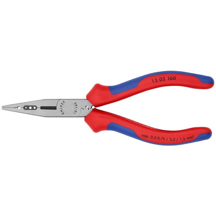 Knipex 13 02 160 – Tenazas de entorchado/alicates de instalación multifunción, alicates pelacables y de corte, 160 mm
