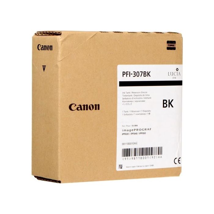 Canon 9811B001 Tinte PFI-307 BK Negro Original 330ml Tinta a base de pigmentos para imagePROGRAF iPF830 iPF840 iPF850