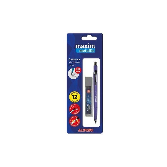 Portaminas Alpino Maxim Metallic 2,0 Mm Blister Con Minas 60 unidades