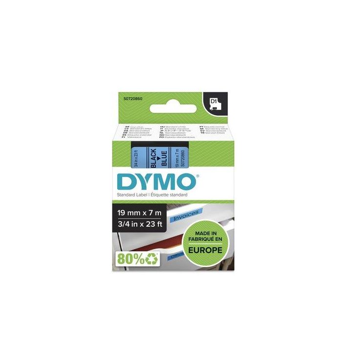 Dymo 45806 Cinta de Transferencia Térmica D1, Etiquetas Estándar Negro Sobre Azul 19 mmx7M, Poliéster Autoadhesiva para Rotuladora Labelmanager