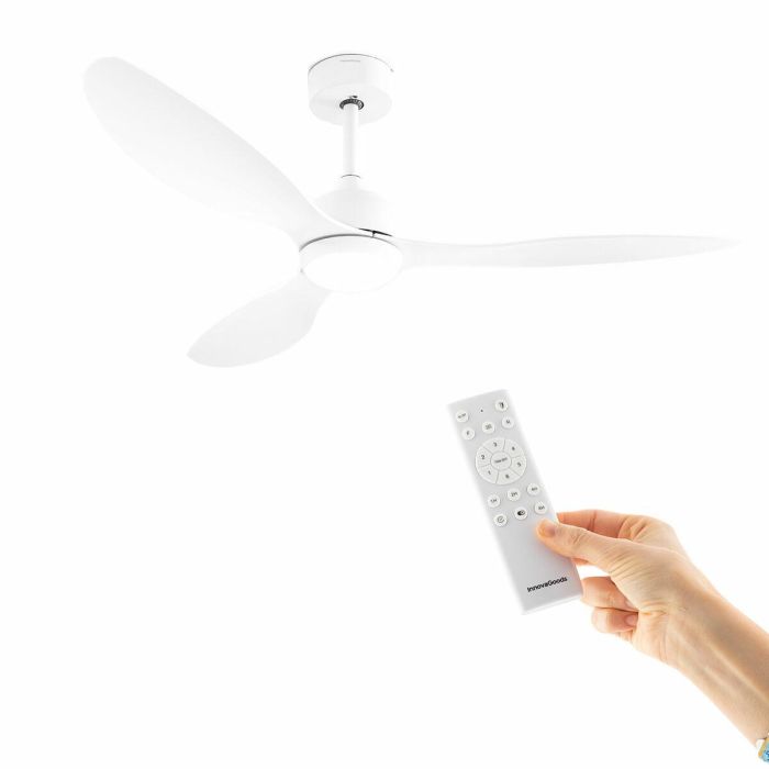 Ventilador de Techo con Luz LED y 3 Aspas ABS Flaled InnovaGoods Blanco 36 W 52" Ø132 cm 3 Ventilador de Techo con Luz LED y 3 Aspas ABS Flaled InnovaGoods Blanco 36 W 52" Ø132 cm 3