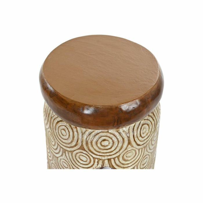 DKD Home Decor Mesita Auxiliar Balinesa de Albasia Natural y Blanco con Diseño de Círculos 29x29x49 cm 1 DKD Home Decor Mesita Auxiliar Balinesa de Albasia Natural y Blanco con Diseño de Círculos 29x29x49 cm 1