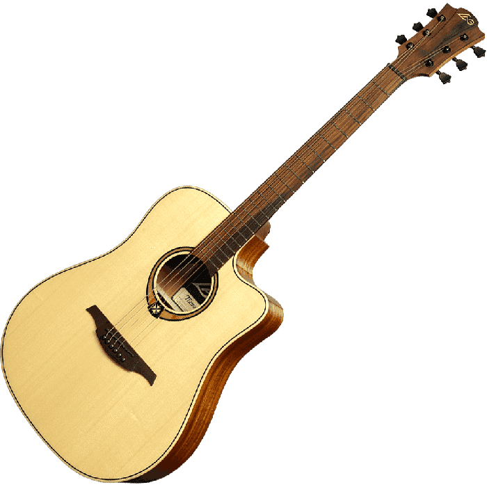 LAG Guitarra Acústica Dreadnought Cutaway A/E Tramontane 88 - Natural Abeto Engelmann Macizo Khaya Bronce Stage LAG 3