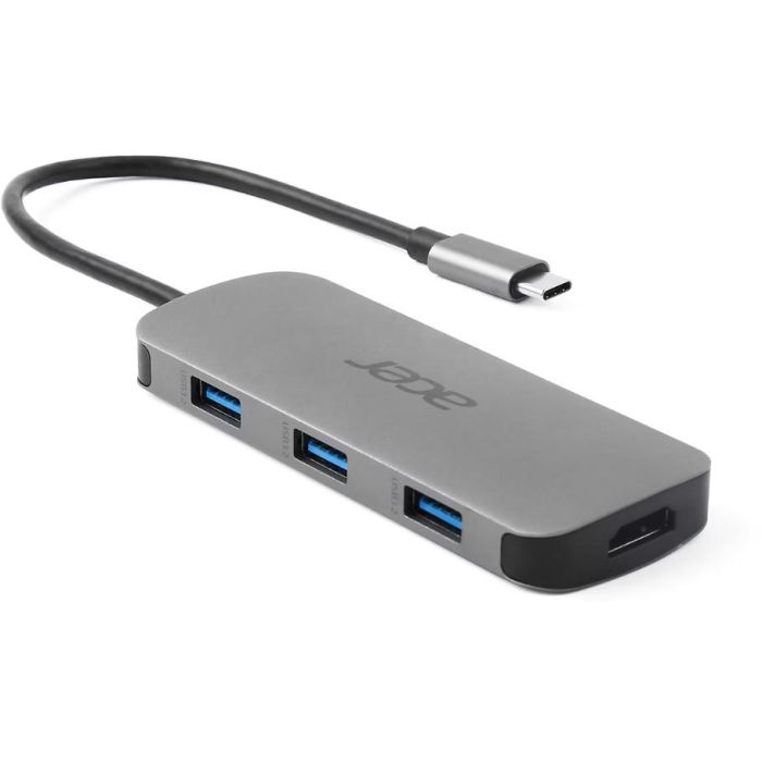 Acer 7-in-1 Type-C Dongle USB 3.2 Gen 1, HDMI, Lector Tarjetas SD/MicroSD, Power Delivery 100W, Plata, Hasta 3840x2160 4