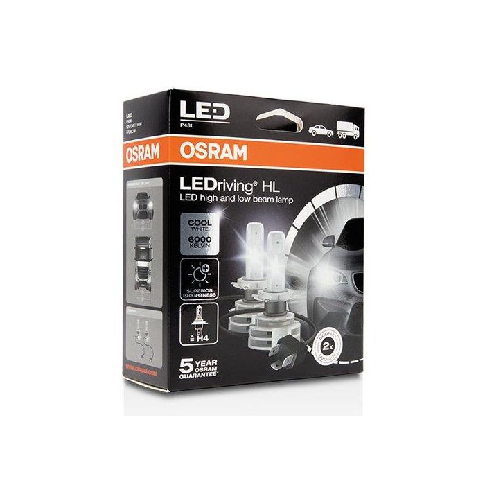 OSRAM Kit Ledriving H4 Cool White OS9726CW LED P43t 6000K Luz Blanca Fría 1