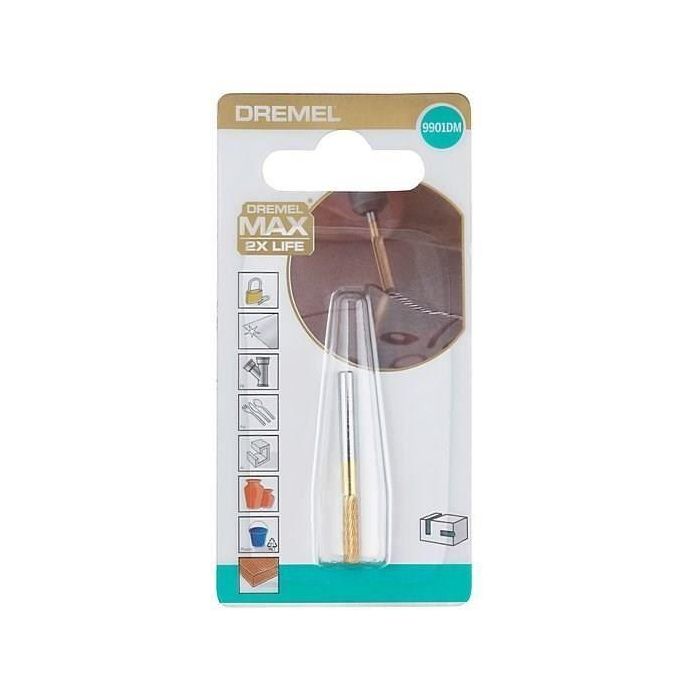 Dremel 9901 Fresa cilíndrica Dremel Max de carburo de tungsteno Ø3,2mm para grabado y corte de alta durabilidad - vida útil 2x más larga 1