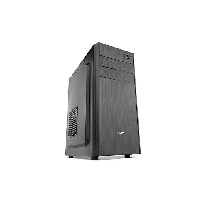 Nox NXLITE010 Caja Semitorre con Fuente 500W ATX, mATX, ITX, Frontal Cepillado, GPU 345mm, USB 3.0, Negro