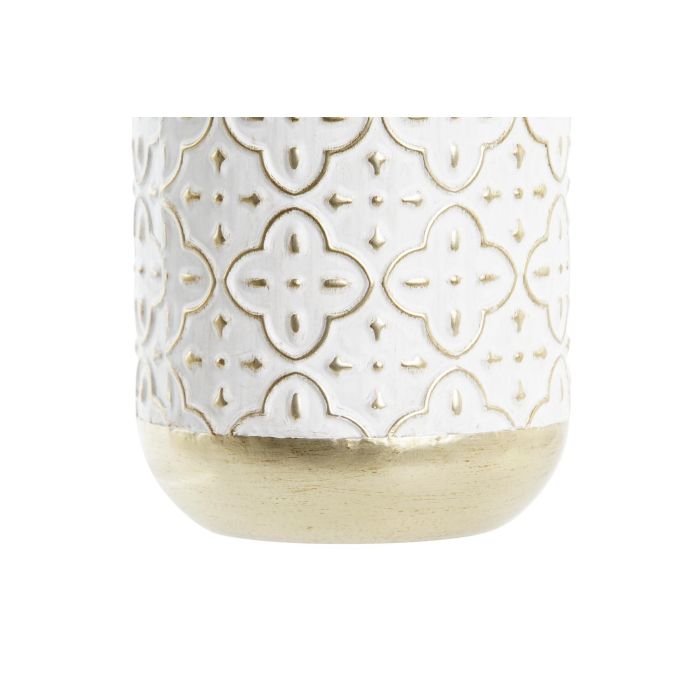 DKD Home Decor Jarrón Árabe Dorado Blanco Metal 16 x 40 x 16 cm (4 Unidades) 1