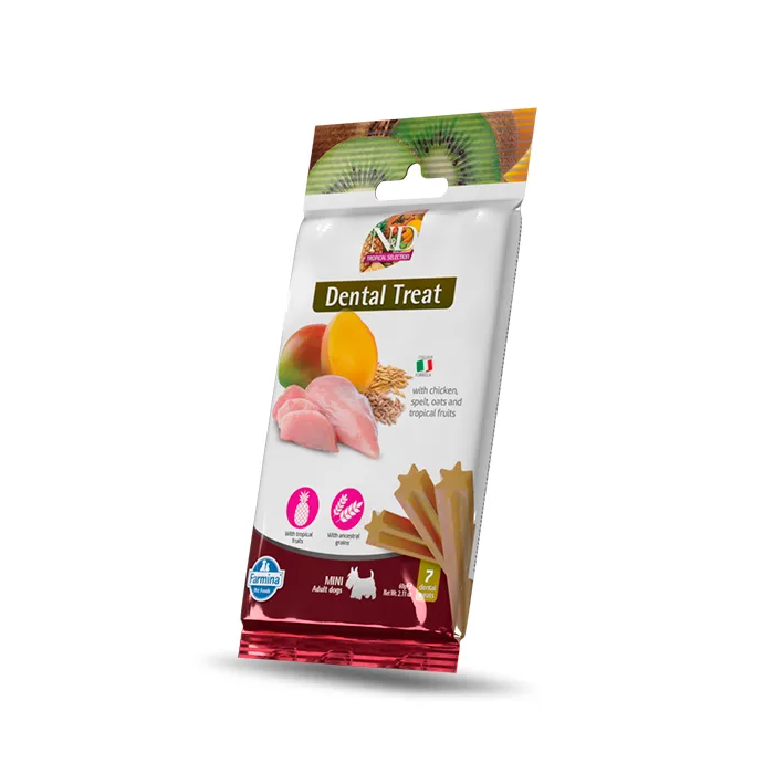 Farmina Treat Nd Tropical Selection Pollo Mini 15x60 gr - Alimento complementario para perros con pollo, frutas tropicales, espelta y avena Farmina Treat Nd Tropical Selection Pollo Mini 15x60 gr - Alimento complementario para perros con pollo, frutas tropicales, espelta y avena