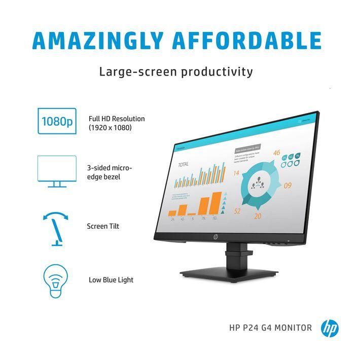 HP P24 G4 Monitor Profesional Full HD 23.8" (60.5cm) IPS 1920x1080, ideal para productividad empresarial con conectividad avanzada 6 HP P24 G4 Monitor Profesional Full HD 23.8" (60.5cm) IPS 1920x1080, ideal para productividad empresarial con conectividad avanzada 6