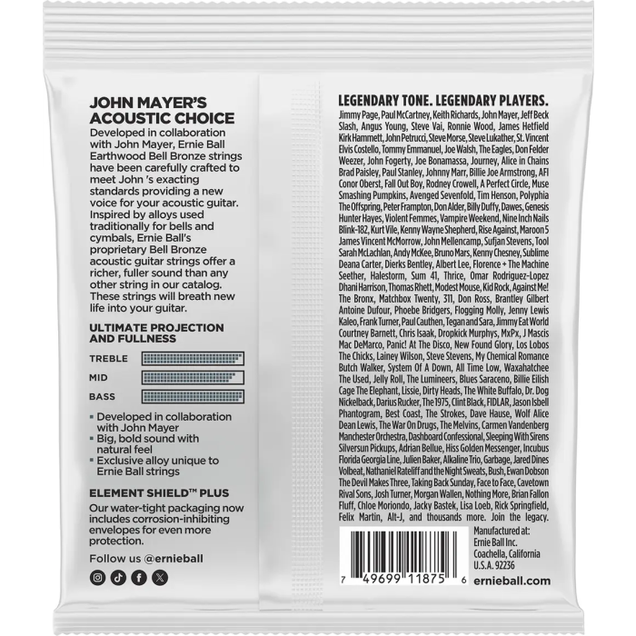 Ernie Ball Earthwood Bell Bronze Medium 13-56 Cuerdas Acústicas - Desarrolladas con John Mayer 1 Ernie Ball Earthwood Bell Bronze Medium 13-56 Cuerdas Acústicas - Desarrolladas con John Mayer 1
