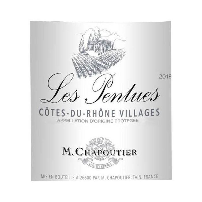 M. Chapoutier Les Pentues 2019 Côtes du Rhône Villages - Vino tinto del Valle del Ródano 1