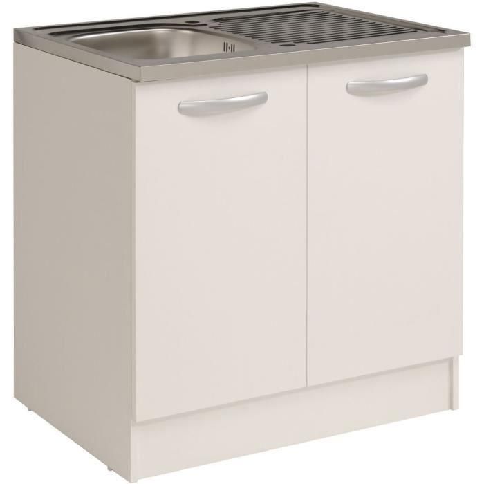 Parisot SPRING239754 Mueble bajo fregadero de cocina 2 puertas L80 x P57,6 x H84,2 cm - Blanco 2