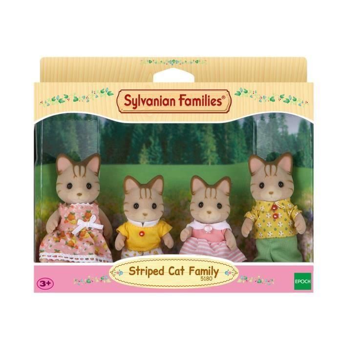 Sylvanian Families 5180 Familia Gatos Atigrados - Mamá, Papá, Hijo e Hija - 4 Figuras Articuladas con Ropa Extraíble 2