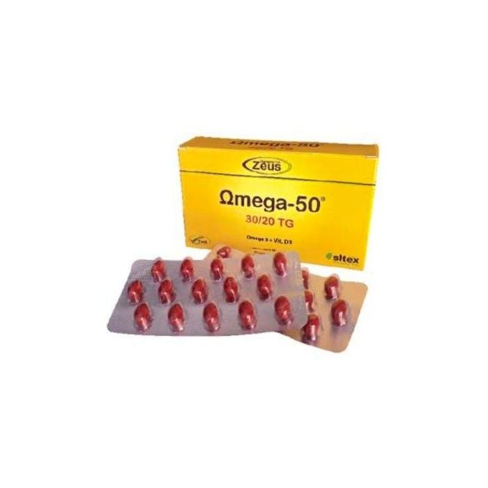 ZEUS Omega-50 30/20 Tg 30Cap. Aceite de pescado con EPA y DHA y Vitamina D3