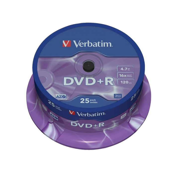 Verbatim DVD+R 4.7GB 16x Tarrina 25 Unidades Tecnología AZO HardCoat Scratch Guard 1 Verbatim DVD+R 4.7GB 16x Tarrina 25 Unidades Tecnología AZO HardCoat Scratch Guard 1