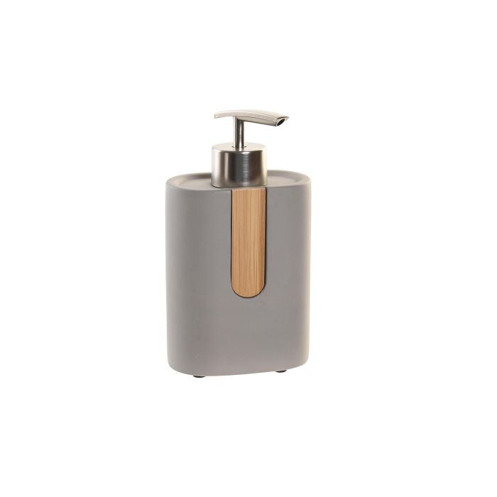 DKD Home Decor Dosificador Scandi Cemento y Bambú Gris Natural 5 x 15 x 8.5 cm
