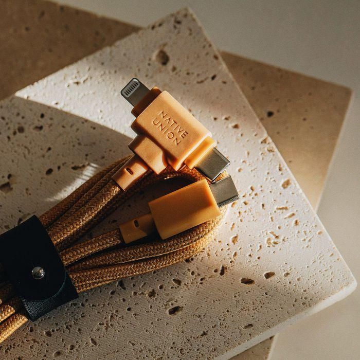Native Union Belt Cable Carga Universal 2 en 1 USB-C / Lightning 1.5M Kraft - 60W, Ecológico y Ultra Duradero con Fibra Aramida 5
