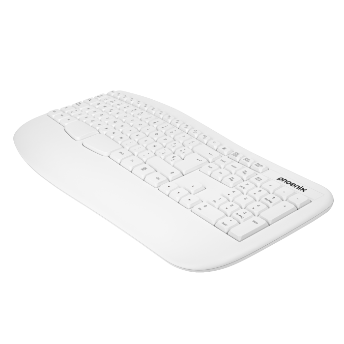 Phoenix Technologies Teclado Ergonómico Inalámbrico K201 2.4Ghz Plug & Play para Windows MacOS Linux