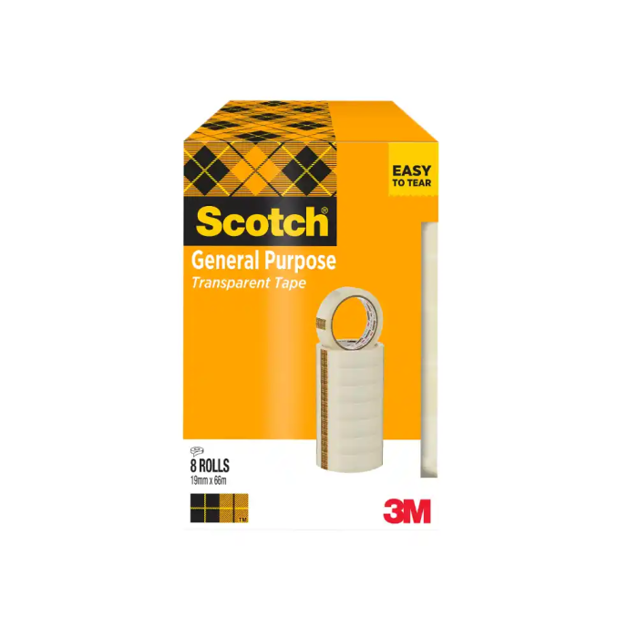 Scotch Cinta Adhesiva Transparente 66 mt x 19 mm Pack de 8 Unidades 1
