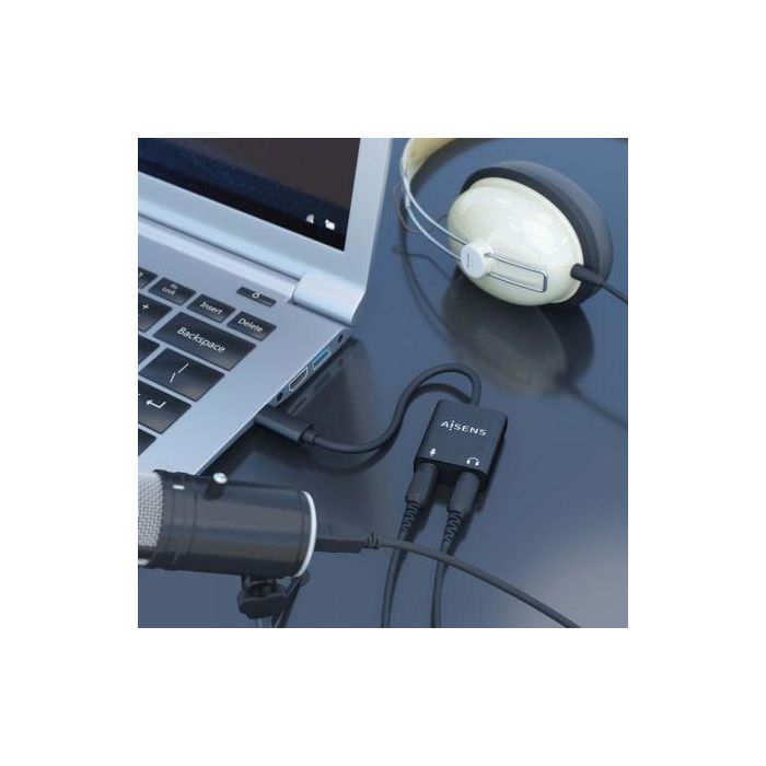 Aisens Conversor USB-C a Jack 3.5 Audio 48Khz, 2xJACK 3.5 Hembra, Negro, Plug and Play, 16/24 bits 3 Aisens Conversor USB-C a Jack 3.5 Audio 48Khz, 2xJACK 3.5 Hembra, Negro, Plug and Play, 16/24 bits 3