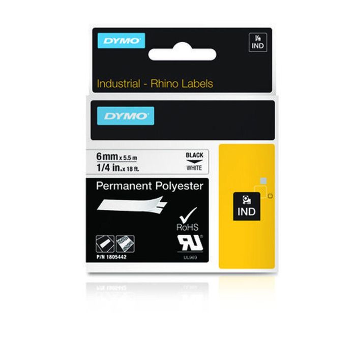 DYMO RHINO Cinta ID1-6 Negro/blanco polyester DYMO RHINO Cinta ID1-6 Negro/blanco polyester