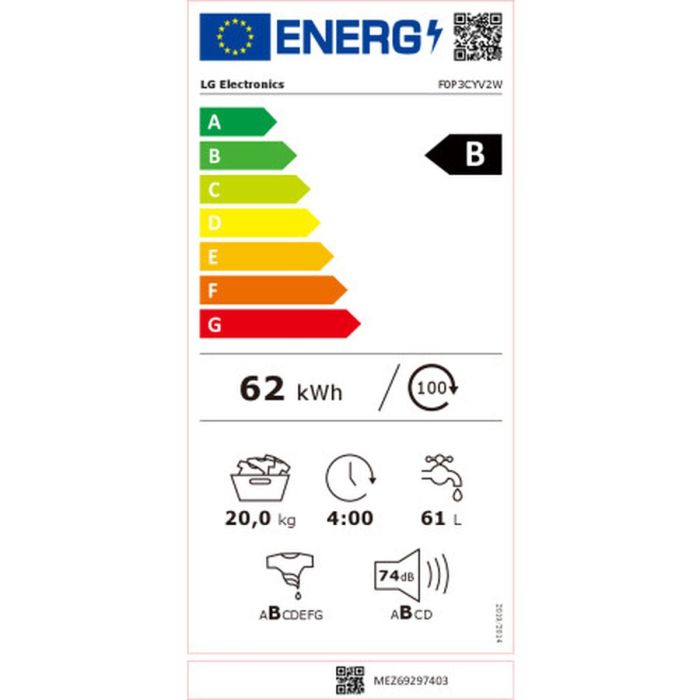 Lavadora LG F0P3CYV2W 1100 rpm 20 kg 1