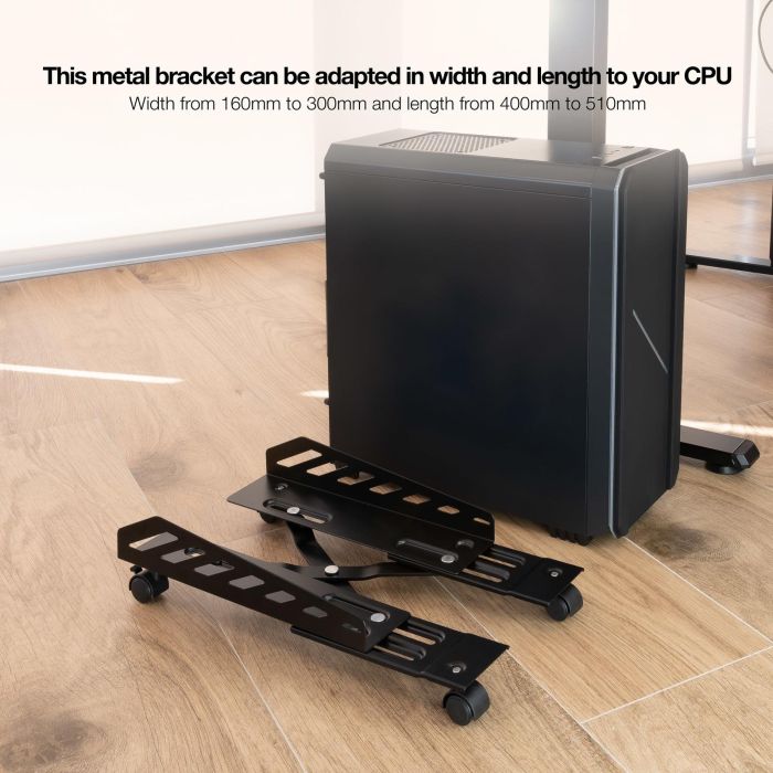 TOOQ SOPORTE METALICO PARA CPU DE SUELO CON RUEDAS BAJO