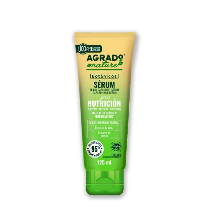 Agrado Nature Serum Nutrición Intensa para Cabello Seco y Quebradizo, Control Frizz, Brillo y Puntas Abiertas 125 mL