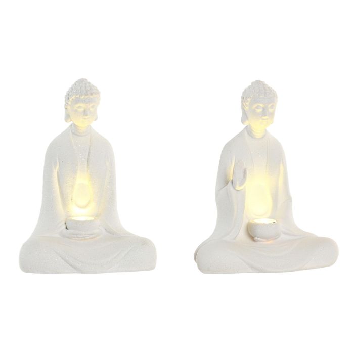 Decoracion Luminosa Oriental DKD Home Decor Blanco 8 x 15.5 x 12.5 cm (4 Unidades) 1
