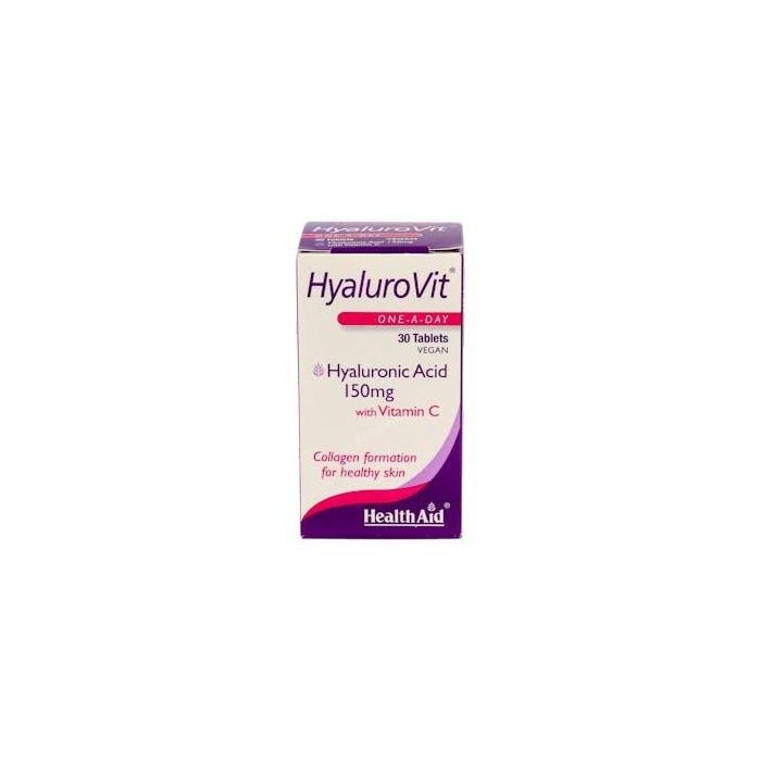 HEALTH AID Hyalurovit Ácido Hialurónico 150 mg con Vitamina C para Piel y Tejidos 30 Comprimidos Veganos