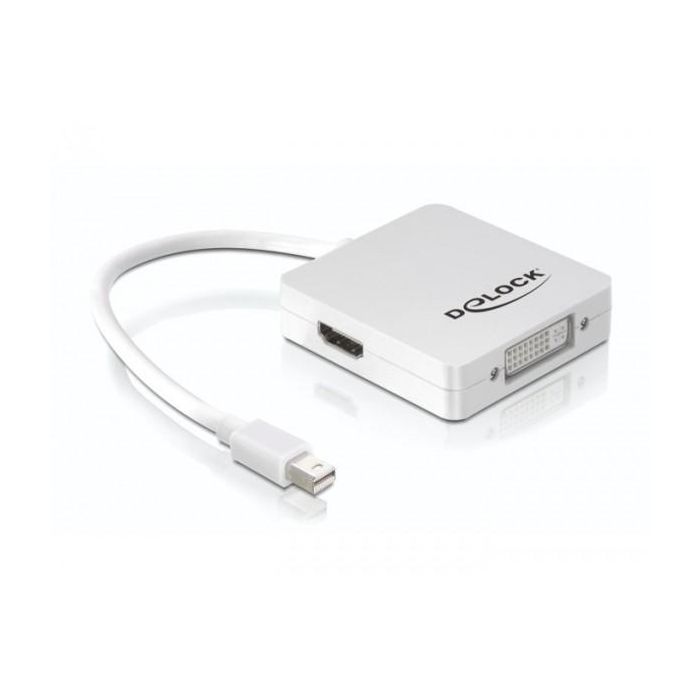 DELOCK Adapter mini Displayport 1.1 Stecker > Displayport / HDMI / DVI Buchse Passiv weiss