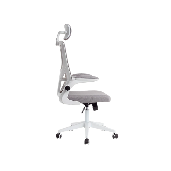 Q-connect Silla Ergonómica de Oficina con Respaldo de Malla Ajustable, Base de Nylon, Color Blanco Gris 2