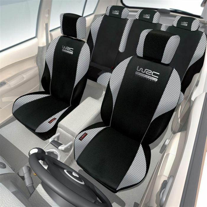 WRC Fundas Asientos Universal Rallye Terciopelo Negro/Malla Plateada - Compatibles Airbag Lateral, 5 Reposacabezas, Asiento Trasero Divisible 5 WRC Fundas Asientos Universal Rallye Terciopelo Negro/Malla Plateada - Compatibles Airbag Lateral, 5 Reposacabezas, Asiento Trasero Divisible 5