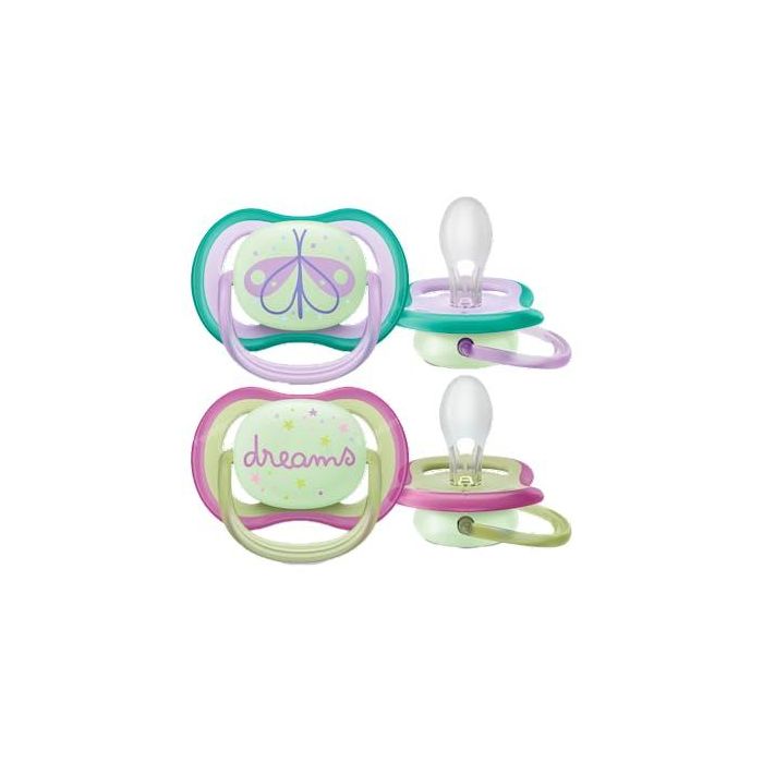 Chupete Ultra Air Noct 0-6 M Mariposa/Dream Niña 2 Uds Scf37