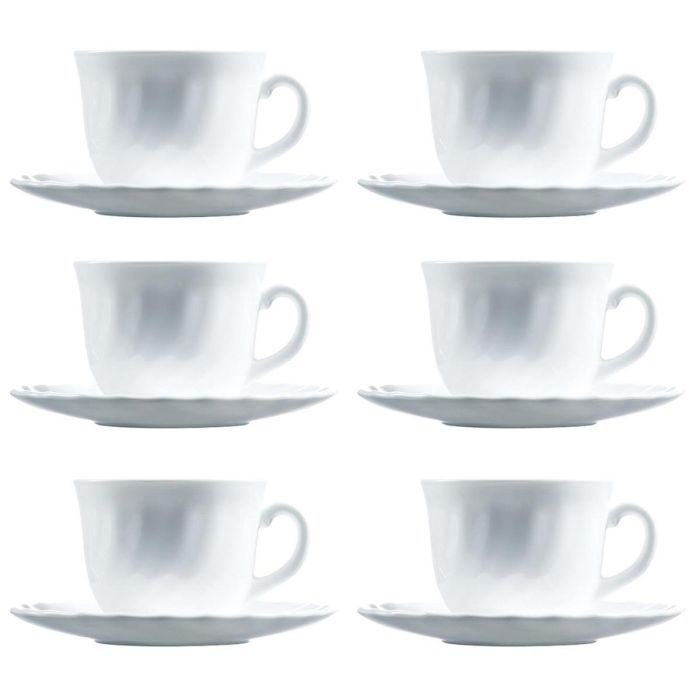 Luminarc Set 6 Tazas con Plato de Vidrio Opal Trianon 22 cL Blanco, 12 piezas, Templado y Extra Resistente, Apto Lavavajillas y Microondas 0 Luminarc Set 6 Tazas con Plato de Vidrio Opal Trianon 22 cL Blanco, 12 piezas, Templado y Extra Resistente, Apto Lavavajillas y Microondas 0
