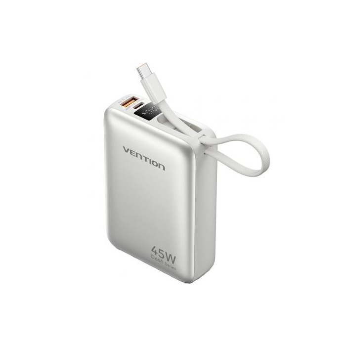 Vention FHGN0 Powerbank 20000mAh 45W con USB-A y USB-C color Beige para Carga Rápida de Dispositivos