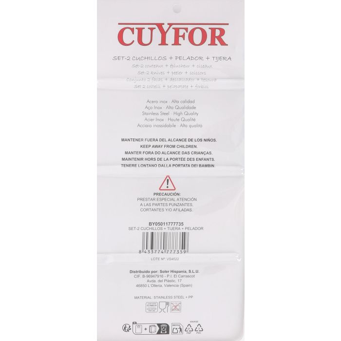 Set de 2 Cuchillos, Tijera y Pelador Cuyfor (12 Cajas) 8 Set de 2 Cuchillos, Tijera y Pelador Cuyfor (12 Cajas) 8