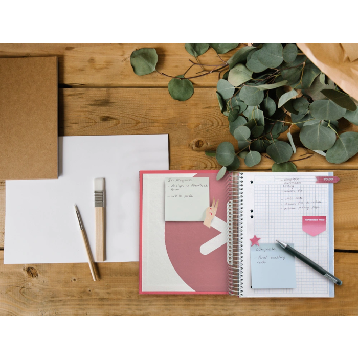 Antartik Cuaderno Espiral A5 Micro 120 Hojas 90gr Cuadro 5mm 5 Bandas 6 Taladros Color Coral 10