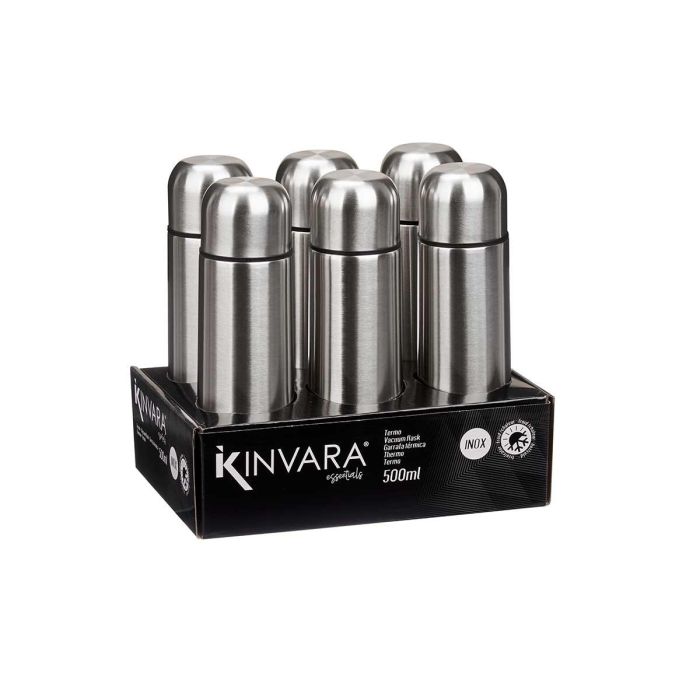 Kinvara Termo de Acero Inoxidable, 500 ml, Color Metal, 6x23x6 cm (12 Unidades) 2 Kinvara Termo de Acero Inoxidable, 500 ml, Color Metal, 6x23x6 cm (12 Unidades) 2
