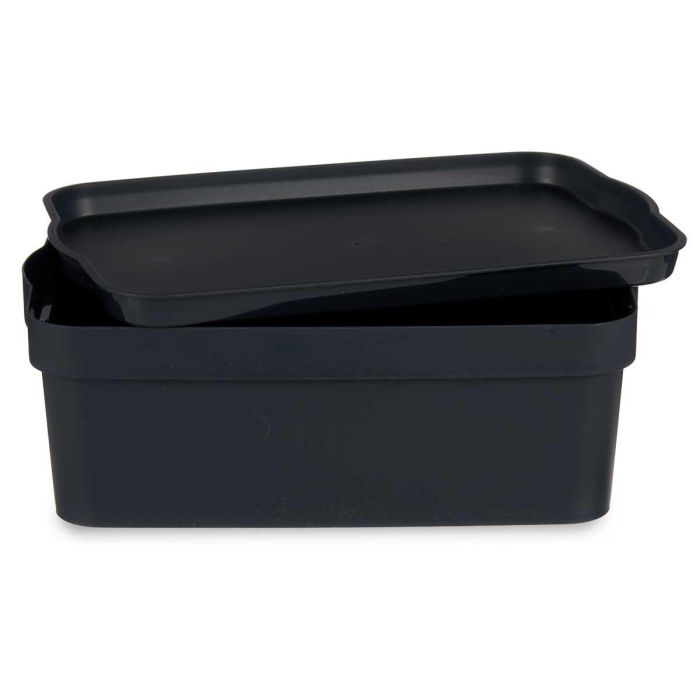 Caja de plástico con tapa Kipit 6L antracita 21x11x32 cm (12 Unidades) 2 Caja de plástico con tapa Kipit 6L antracita 21x11x32 cm (12 Unidades) 2
