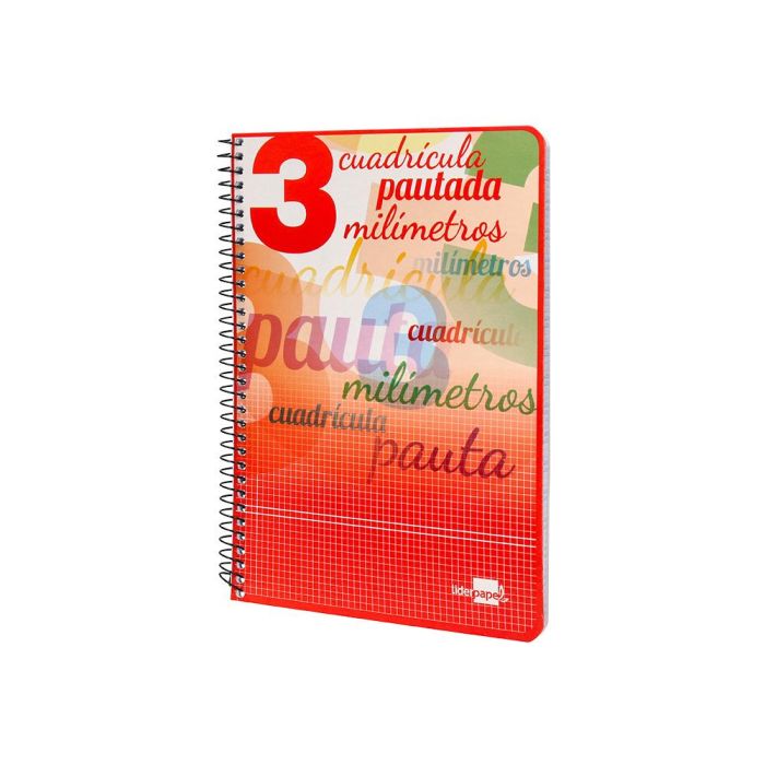 Cuaderno Espiral Liderpapel Cuarto Pautaguia Tapa Blanda 40H 75 gr Cuadro Pautado 3 mm Con Margen Colores Surtidos 10 unidades 4