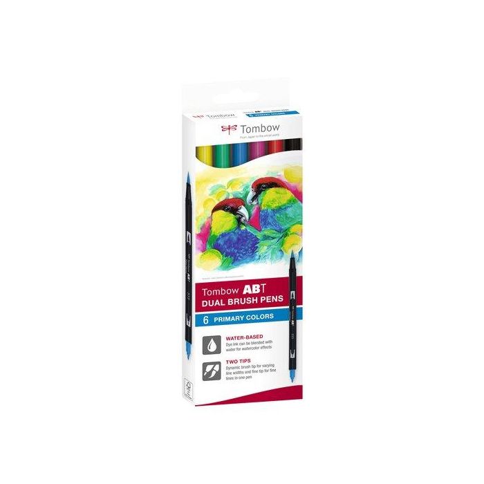 Rotulador Tombow Doble Punta Pincel Colores Primarios Estuche De 6