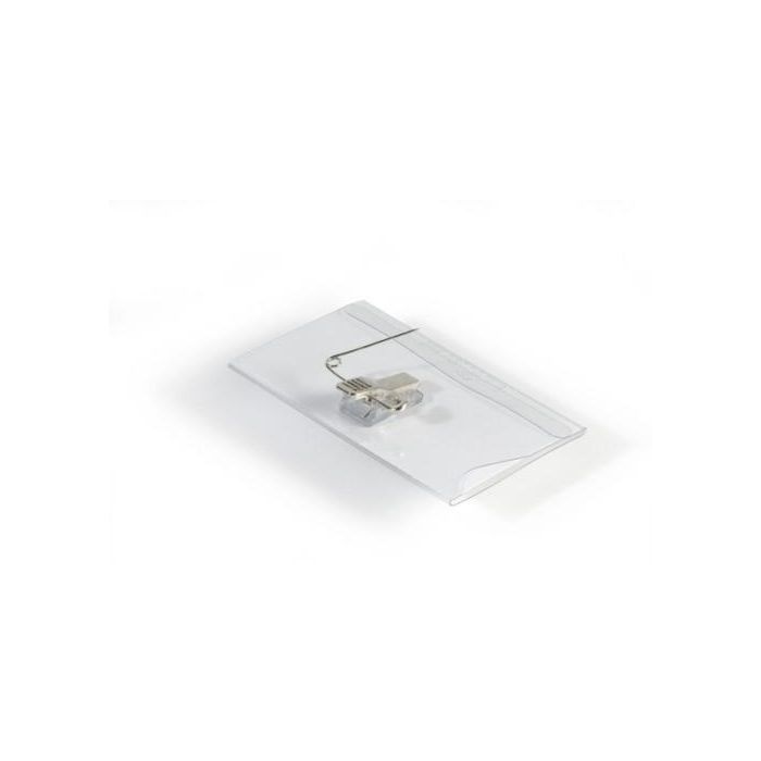 Durable 8101-19 Caja de 50 Identificadores Pinza y Alfiler PVC 54x90mm Transparente Apaisado 1