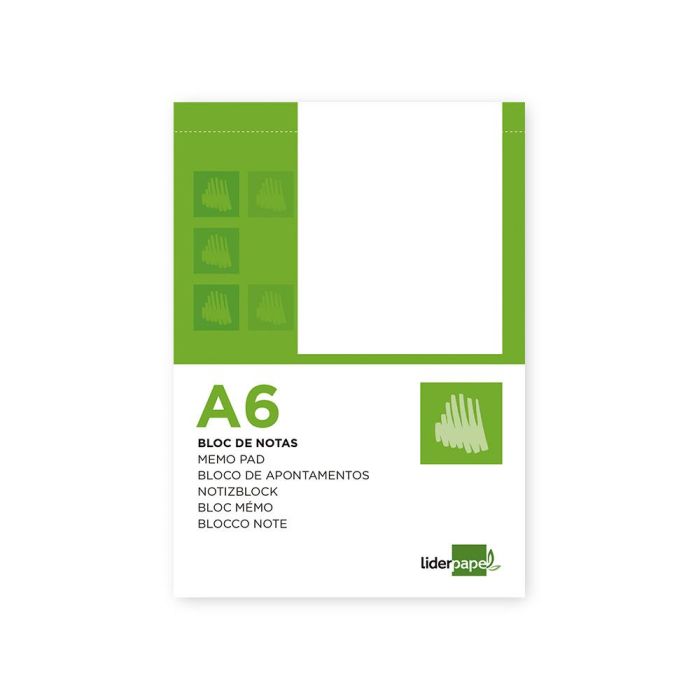 Bloc Notas Liderpapel Liso A6 80 Hojas 60 gr-M2 Perforado 10 unidades 6