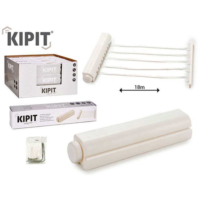 Tendedero Kipit 21940 Blanco Nailon Polipropileno 34,5 x 6 x 6 cm Extensible (12 Unidades) 3