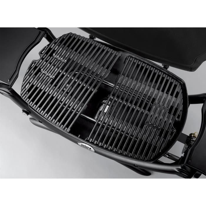 WEBER Q2000 Barbacoa de carbón negro - 2 parrillas de cocción 55x39 cm - Depósito de aluminio - Estantes abatibles 2 WEBER Q2000 Barbacoa de carbón negro - 2 parrillas de cocción 55x39 cm - Depósito de aluminio - Estantes abatibles 2