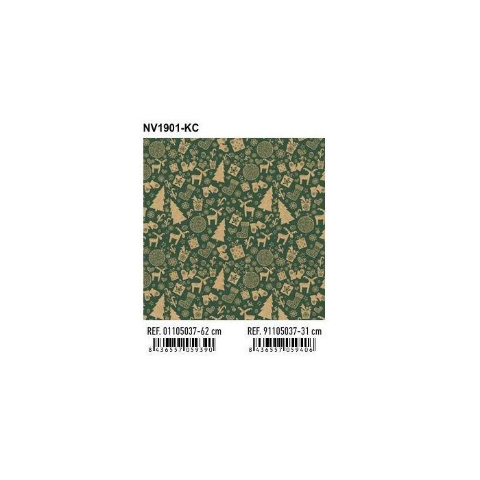 Papel De Regalo Bobina Basika 62 Cm X 80 M (4 Kg Aprox.) Navidad (Nv1901-Kc 62 Cm)